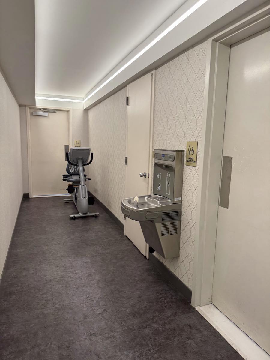 The men's and women's locker room entrances